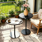 Small Round Side Table Set of 2 Drink End Tables for Living Room Small Spaces Modern Accent Bedside Nightstand Bedroom, Corners, and Office Walnut Ø 15.75 x H 16.93 & Black Φ13.78 x H 20.87