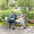 nalone Outdoor Bench with Cup Holders, HDPE Porch Bench Fade Proof (Grey) | Load up to 800 Lbs, For Patio Park Garden Porch, Low Maintenance, All weather Material Fade Proof