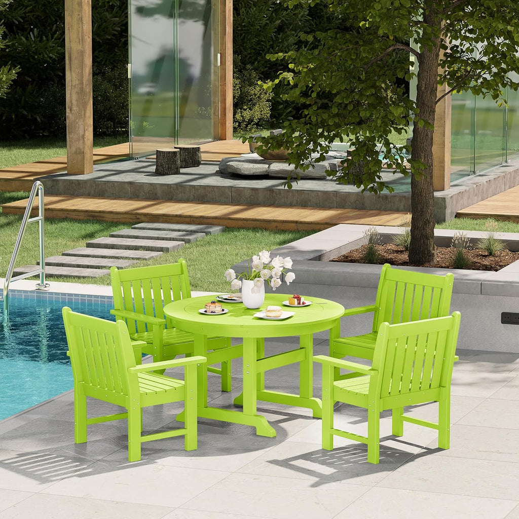 WestinTrends Malibu Outdoor Patio HDPE Adirondack Dining Arm Chair, Lime