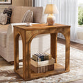 Tribesigns Arched Side Table, 2-Tier Farmhouse Solid Wood End Table with Bottom Shelf, Wooden Night Stand for Living Room, Bedroom, Rustic Brown