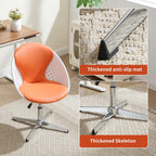 VipDesk Swivel Accent Office Chairs Set of 2, Modern Soft Foam Lounge Chair with Egg Back, Comfy Adjustable Chair for Living Room Bedroom Reading Room Office, Chrome Base - Orange
