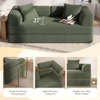 Cloud Boneless Couch Futon Sofa Bed, 5-in-1 Convertible Sofa Bed Pull Out Couch Sleeper Sofa Compressed Loveseat, 70" High-Density Sponge & Corduroy Fabric Futon Daybed for Living Room Bedroom(Green)