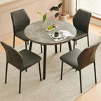 Dining Room Chairs Set of 4, PU Leather Seats with Black Metal Legs, Waterproof Chairs Set of 4 for Kitchen & Dining Room, 15-Min Assembly - Dark Grey