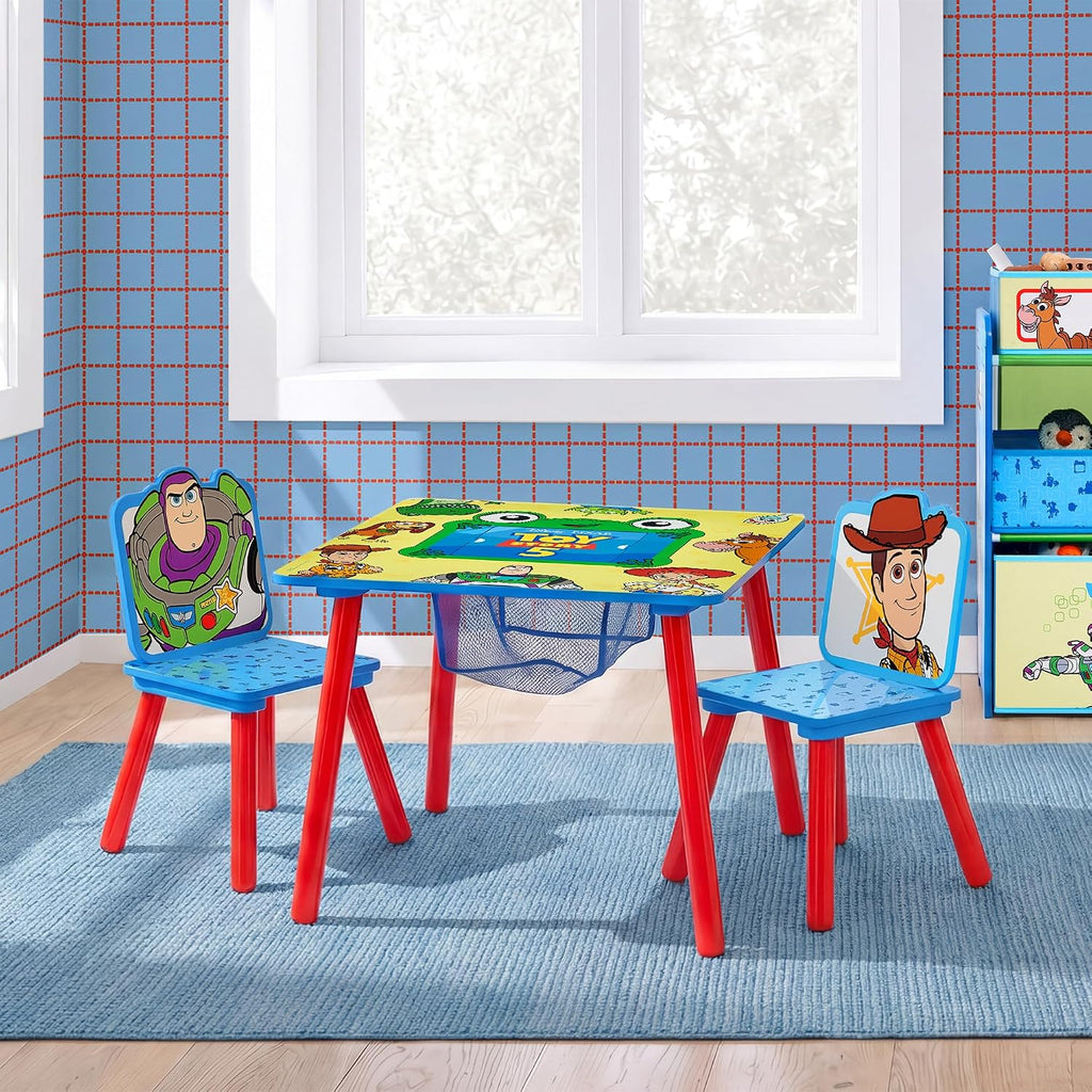 Delta Children Toy Story Kids Table and 2 Chair Set with Storage, Blue | Greenguard Gold Certified, Kids Table & Chair Set for Toddlers & Children for Arts/Crafts, Snack Time, Durable Activity Table