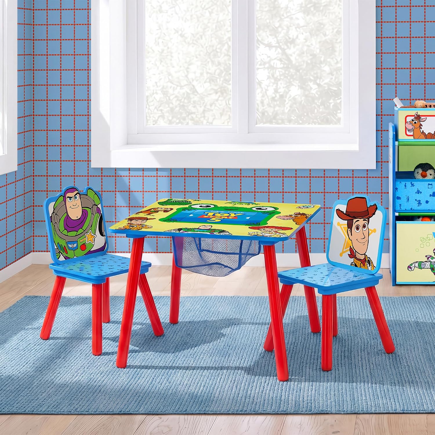 Delta Children Toy Story Kids Table and 2 Chair Set with Storage, Blue | Greenguard Gold Certified, Kids Table & Chair Set for Toddlers & Children for Arts/Crafts, Snack Time, Durable Activity Table