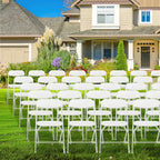 100 Pack Plastic White Folding Chairs with 350LBS Capacity, Foldable Commercial Seat with Steel Frame, Portable Indoor Outdoor Chairs for Office, Party, Events, Wedding, Kitchen, Dinning, School