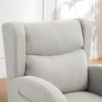 Nursery Rocking Chairs,Upholstered Rocking Chair Nursery for Mom Rocker with High Backrest and Solid Wood Legs,Modern Indoor Rocking Chair for Living Room Bedroom Adults (Teddy Light Grey)