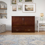AFI Hamilton Full Murphy Bed Chest with Mattress, Storage, and Built-in Charger in Walnut
