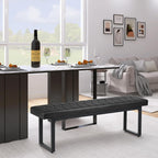STHOUYN 58” Padded Dining Table Bench Pair of 2 for 6-8 Person, Faux Leather Indoor Cushioned Extra Long Bench for Dining Room Table, Bedside Shoe Entryway Benches (Black, 58")