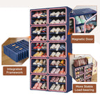 Vipbox Foldable Shoe Rack Organizer with 10-Tier Storage, Easy No-Tool Assembly Shoe Cabinet with Magnetic Clear Doors, Large Capacity 40 Pairs Collapsible Shoe Storage for Entryway, Bedroom， Hot Pink