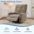 Garvee Nursery Recliner Chair, 360° Swivel Rocking Glider Chair for Adults with Adjustable Backrest & Footrest, Cozy Corduroy Upholstered Armchair for Living Rooms, Bedrooms, Apartments, Light Brown