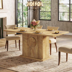 Tribesigns 55" Rectangular Dining Table for 4 to 6 People, Farmhouse Wood Dinner Table for Kitchen, Dining Room & Living Room (Natural)