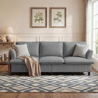 GRUSIGN 3 Seater Corduroy Couch, 89" Comfy Couch with Deep Seat, Modern Sofa Couch for Living Room, Office, Bedroom, Apartment (Pillows not Included)