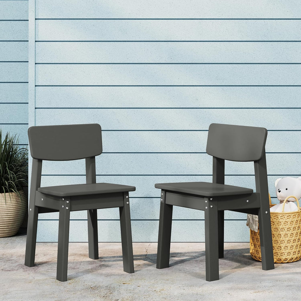Costaelm Outdoor Kids Dining Chair Set of 2,Step Stool Toddler Chair, Gray