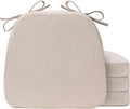 Sunsleek Chair Cushions for Dining Chairs, D-Shaped Seat Cushions with Removable Washable Cover and Ties, Chair Pads for Kitchen, Indoor Dining Room, Patio Chairs, 17'' x 16'', Set of 4, Beige
