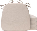 Sunsleek Chair Cushions for Dining Chairs, D-Shaped Seat Cushions with Removable Washable Cover and Ties, Chair Pads for Kitchen, Indoor Dining Room, Patio Chairs, 17'' x 16'', Set of 4, Beige