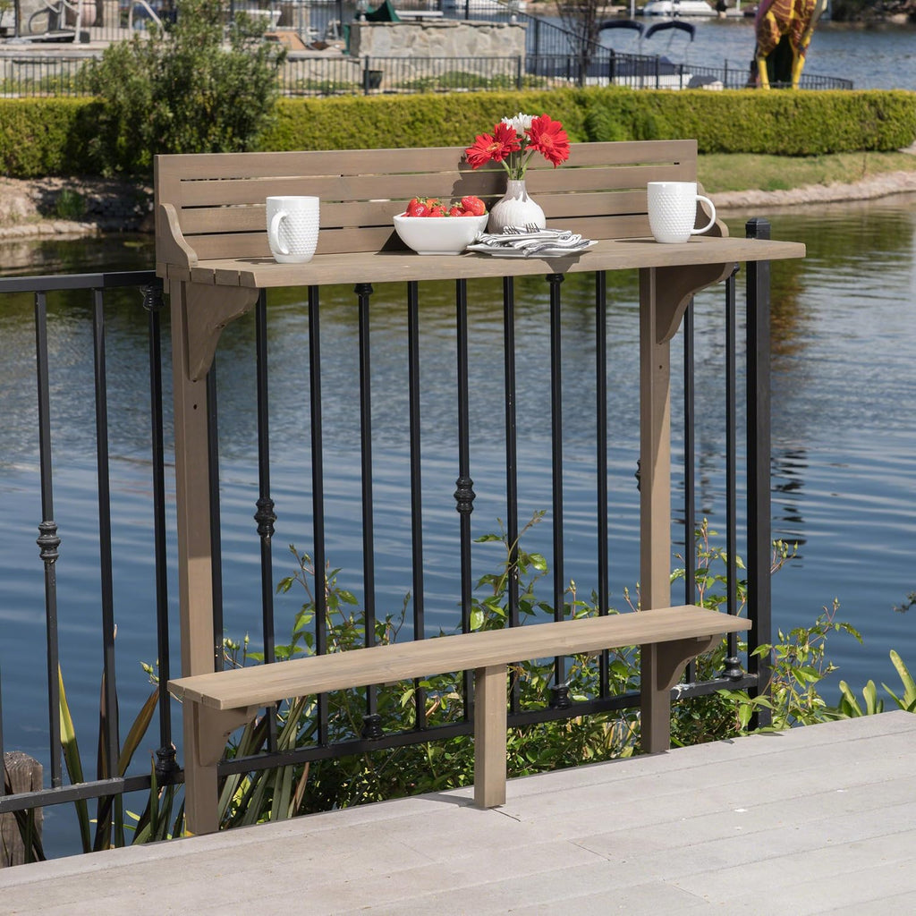 Christopher Knight Home Caribbean Outdoor Acacia Wood Balcony Bar Table, Grey Finish