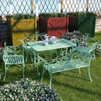 Cast Iron Garden Bench, All Weather Rustproof Patio Furniture, Multifunctional Compact Lounge Seat for Porch Balcony Bedroom Living Room