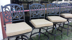 Elizabeth Outdoor Patio Armless Swivel Bar Stools Cast Aluminum Dark Bronze (8, 30" with Walnut Cushions)