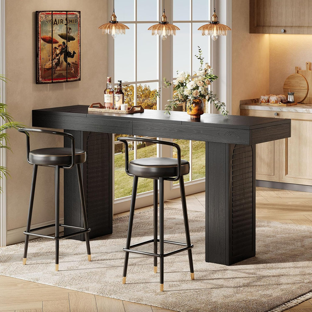 Tribesigns 70.9" Extra Long Bar Table, Rectangular Counter Height Pub Table, Modern Farmhouse Bar Height Table Home Bar Units for Kitchen Island, Bistro, Black