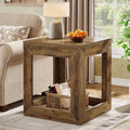Tribesigns Farmhouse End Table, 20" Large Square Side Table with Storage Shelf, Rustic Wood Nightstand for Bedroom, Living Room, and Office, Easy Assembly (Rustic Brown, 1PC)