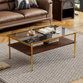IANIYA Glass Coffee Table Modern Center Table,Small Coffee Table Sofa Side Tea Table for Living Room,Tempered Glass-top with Metal Frame
