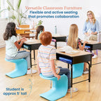 ECR4Kids Wave Seat Perch Stool, 14in - 15.1in Seat Height, Flexible Seating, Blue, 2-Pack