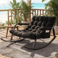 lavimiya Double Papasan Rocking Chair with Cushion, Patio Loveseat Rocker | Black, Thick tufted padding, 400 lbs capacity, side storage pocket, ideal for living room, porch, and garden