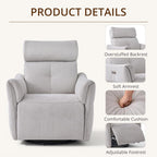 Power Rocking Chair Nursery Glider Recliner with Adjustable Headrest, Dual Motor Chenille Swivel Rocker Recliner Chair with USB Port and Storage Bags, FSC, CertiPUR-US® Certified, Crockery Grey