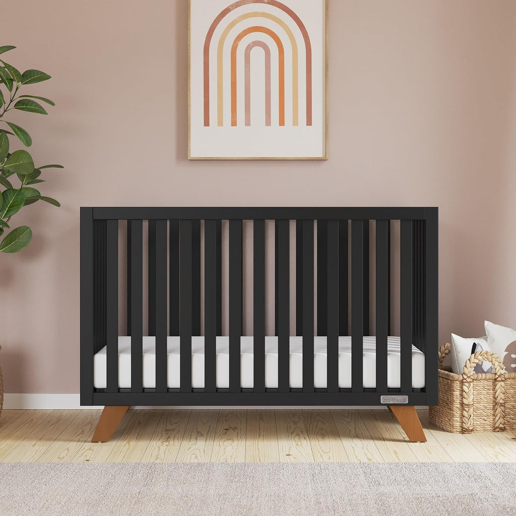 Child Craft SOHO 4-in-1 Crib and Dresser Nursery Set, 2-Piece, Includes 4-in-1 Convertible Crib and 3-Drawer Dresser (Ebony)