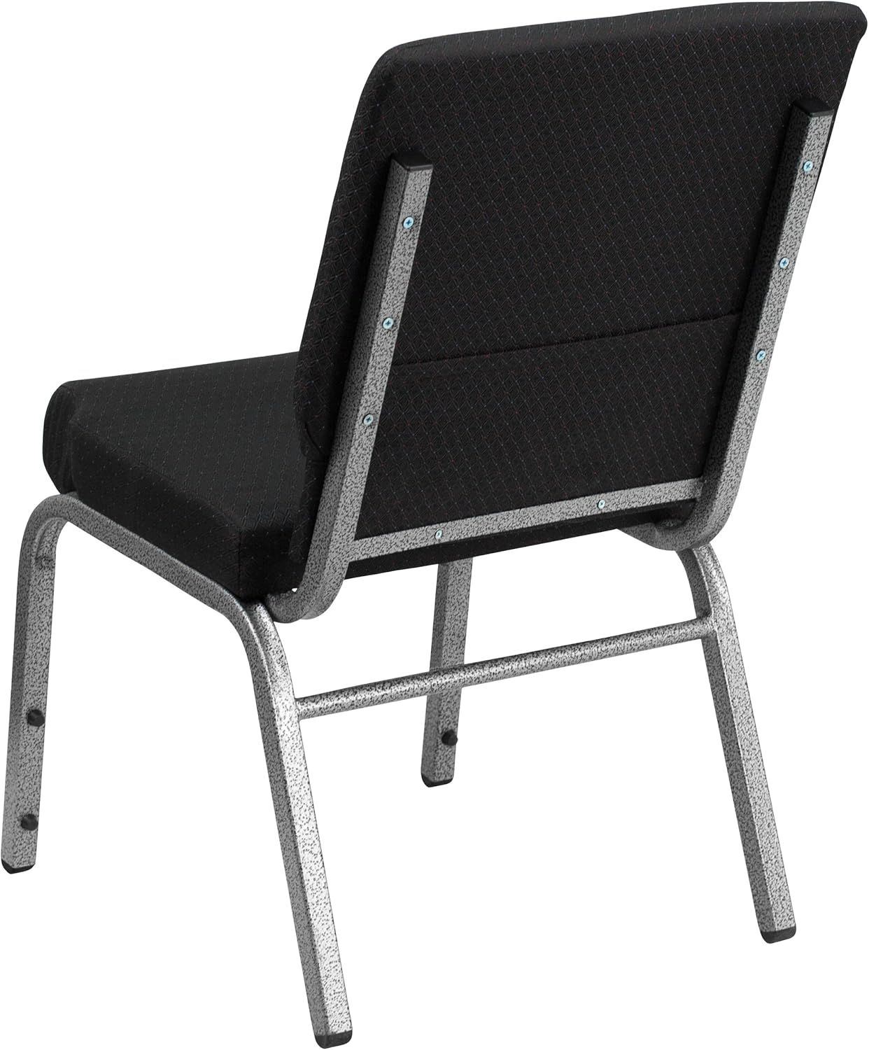 Flash Furniture HERCULES Series 18.5''W Stacking Church Chair in Black Patterned Fabric - Silver Vein Frame, 25"D x 19.25"W x 33.25"H
