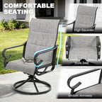 NUU GARDEN Patio Swivel Dining Chairs Set of 2, Outdoor Swivel Rocker Chairs with High Back Textilene Seat and Powder Coated Frame, for Lawn Porch Garden, Light Gray