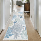 Coastal Runner Rug 2x6 for Hallway Blue Nautical Beach Decor Kitchen Throw Carpet Ultra Thin Non Slip Washable Fur Area Rug Mat for Entryway Laundry Bedroom Living Room (Blue, 24×72in)