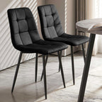 NORDICANA Black Dining Chairs Set of 4, Modern Kitchen & Dining Room Chairs for 4, Upholstered Velvet Cushion Seat and Metal Legs (4 Black Chairs)