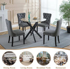 AF ARTISAN FURNITURE 36” Round Glass Dining Table for 4, Clear Tempered Glass Kitchen Table with Black Metal X Legs, Small Round Dining Table for Apartment, Dining Room & Bistro