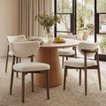 VASAGLE Wooden Dining Chairs Set of 4, Upholstered Kitchen Chairs with Solid Wood Legs, Ergonomic Curved Backrest, Built-in Handle, Mid Century Modern, for Kitchen Dining Vanity, Cappuccino Beige