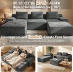 122" U Shaped Oversized Boneless Couch, Comfort Cloud Sectional Couches for Living Room, Modular Sofa High Back & Extra Deep Seat, No Assembly, Soft Chenille (Dark Grey, 122 inch-U shaped（3+2）)