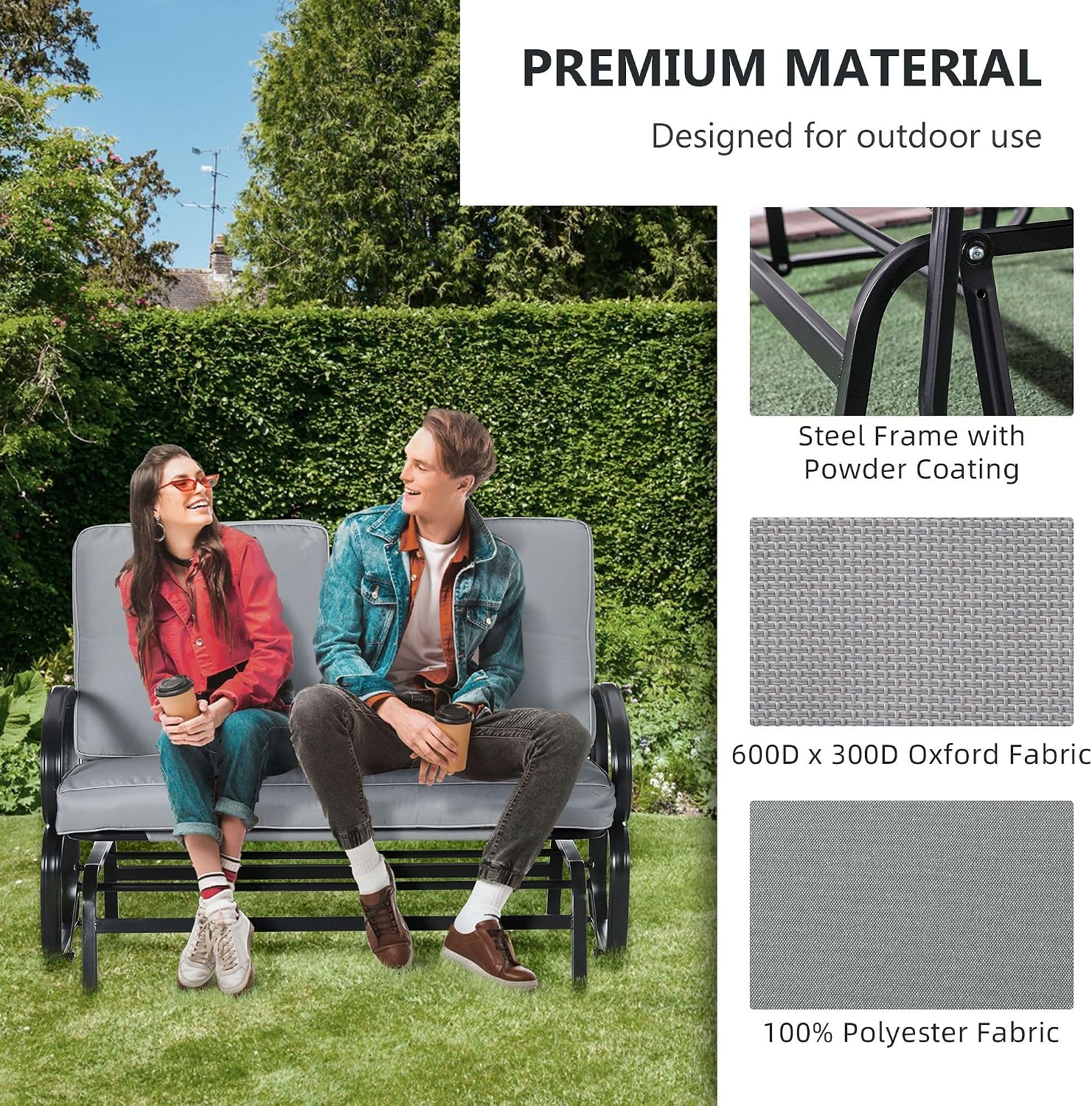 2-Seat Outdoor Glider Bench -