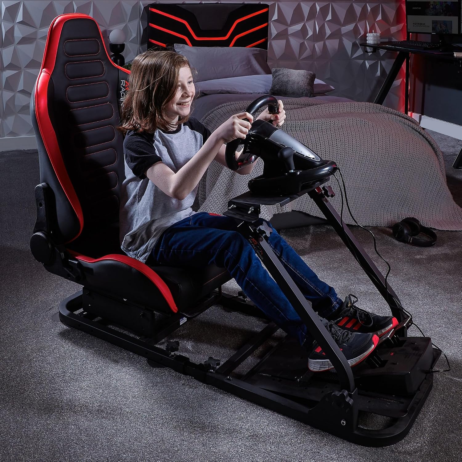 X Rocker Chicane Racing Sim Cockpit Chair, Racing Rear Seat Frame, Adjustable Sliders & Height, Black