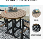 Signature Design by Ashley Fairen Trail Outdoor Bar Table, Durable Weather Resistant HDPE, with Umbrella Hole for Patio Dining, Black and Driftwood, 46 Inch Round