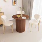 AVZEAR 31.5" Round Dining Table for 2 People, Small Kitchen Dinner Table with Fluted Wood Base, Farmhouse Circle Dining Tables for Home, Kitchen, Dining Room, Living Room (Walnut)