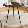 Round Dining Table, 23.6" Kitchen Dining Table with Thickened Tabletop and Metal Pedestal,Mid Century Modern Bistro Table for Dining Room,Small Places, Living Room,Cafe (Brown)