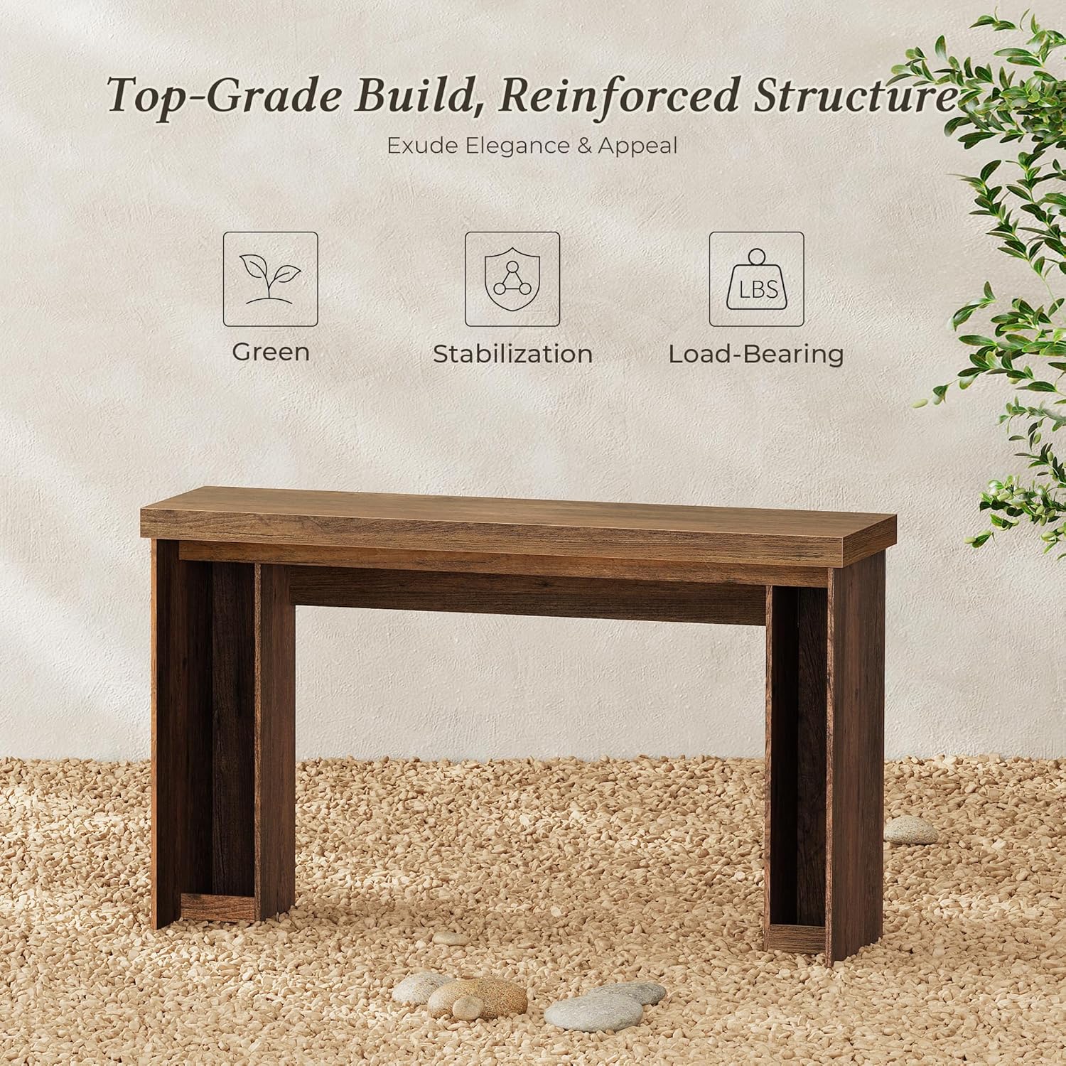 Huuger 54 Inch Entryway Table, Retangular Console Table, Farmhouse Sofa Table Behind the Couch, Long for Entrance, Hallway, Foyer, Living Room, Rustic Brown