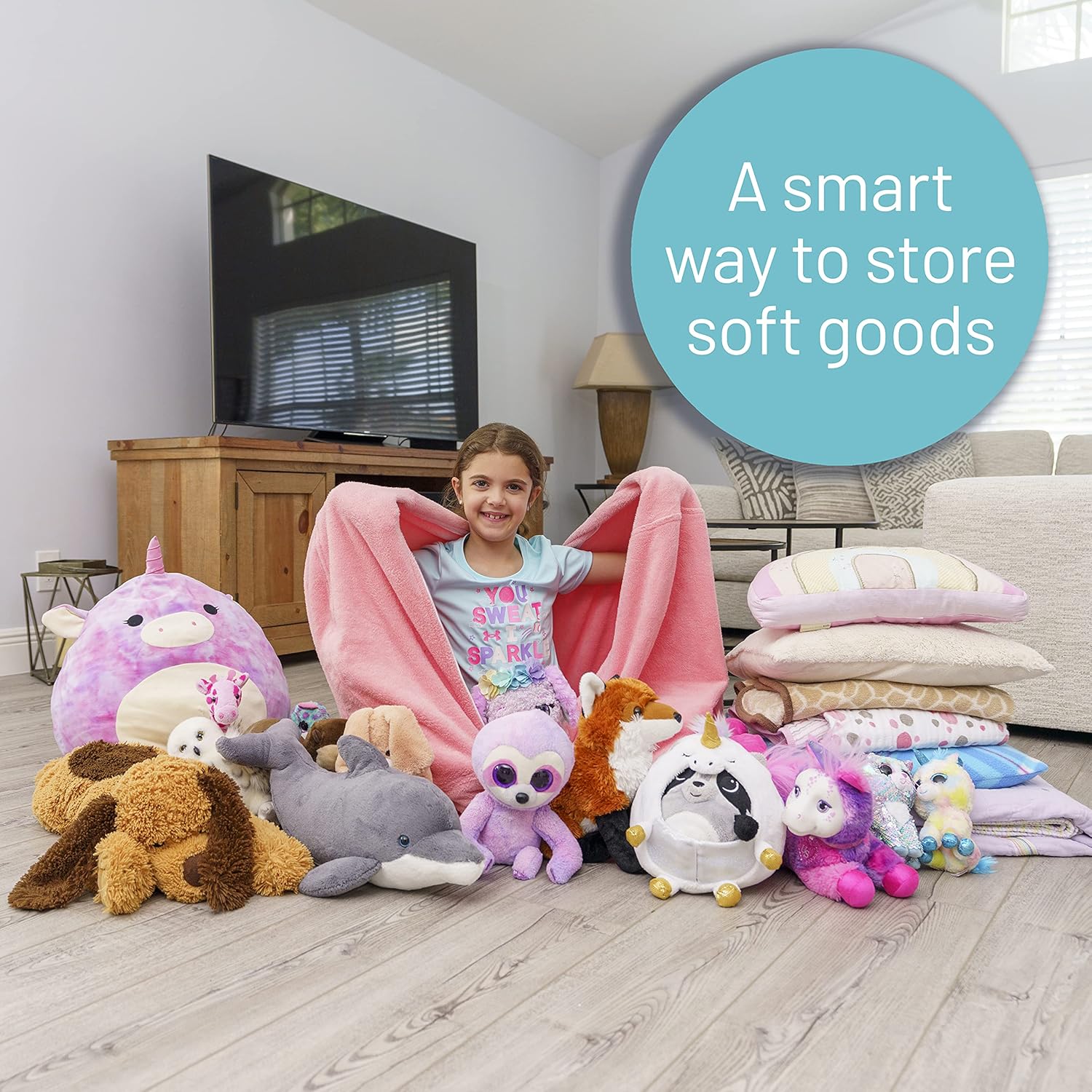 Stuffed Animal Storage Bean Bag Chair - Kids & Teens Bean Bag Chairs - Stuffed Animal Holder