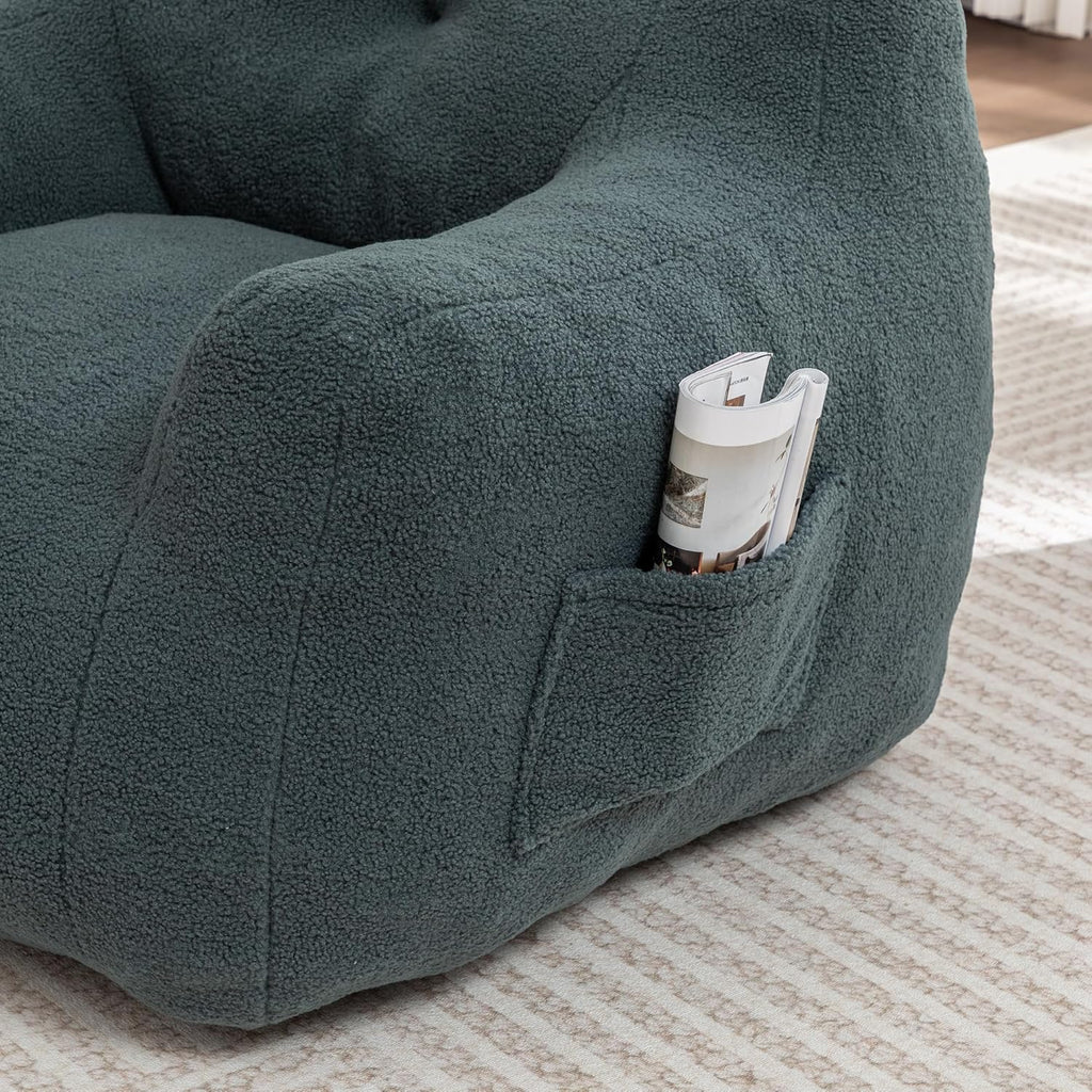 Bean Bag Chair, Bean Bag Sofa Chair with Armrests Stuffed High-Density Foam, Lazy Sofa Comfy Chairs for Living Room,Bedroom (Light Green)
