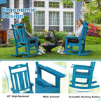 nalone Outdoor Rocking Chairs Set of 2, Oversized Porch Rocker Chair for Adult, All-Weather Resistant Patio Rocking Chair for Garden Lawn (Blue)