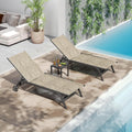 UDPATIO Aluminum Patio Lounge Chairs Set of 2 for Outside with Coffee Table Poolside Chaise Chair with Cushion for Sunbathing 5 Adjustable Position Backrest Outdoor Lounger with Wheels