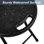 VECELO Folding Stool 4-Pack 18", HDPE Foldable Stool with Iron X-Frame, Solid Bottom Support, 500 lbs Capacity, Easy Clean, Lightweight with Handle, Anti-Slip Feet for Indoor Outdoor, Black