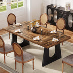 Tribesigns Large Dining Table for 6-8 People, 70.9-Inch Wood Rustic Rectangular Table with Black Wooden Legs, Farmhouse Center Kitchen Table for Dining Room, Living Room, Home Furniture (Dark Brown)