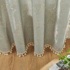 Joydeco Blue Floral Boho Curtains 96 Inches Long 2 Panels, Super Soft Bohemian Farmhouse Curtains with Tassels, Semi Sheer Light Filtering Drapes for Bedroom Living Room (Rod Pocket, 52Wx96L)
